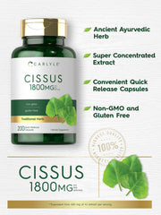 Carlyle Cissus Quadrangularis label detail highlights 4:1 extract strength.