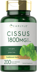 Carlyle Cissus Quadrangularis bottle close-up showing high-potency 1800 mg per serving.