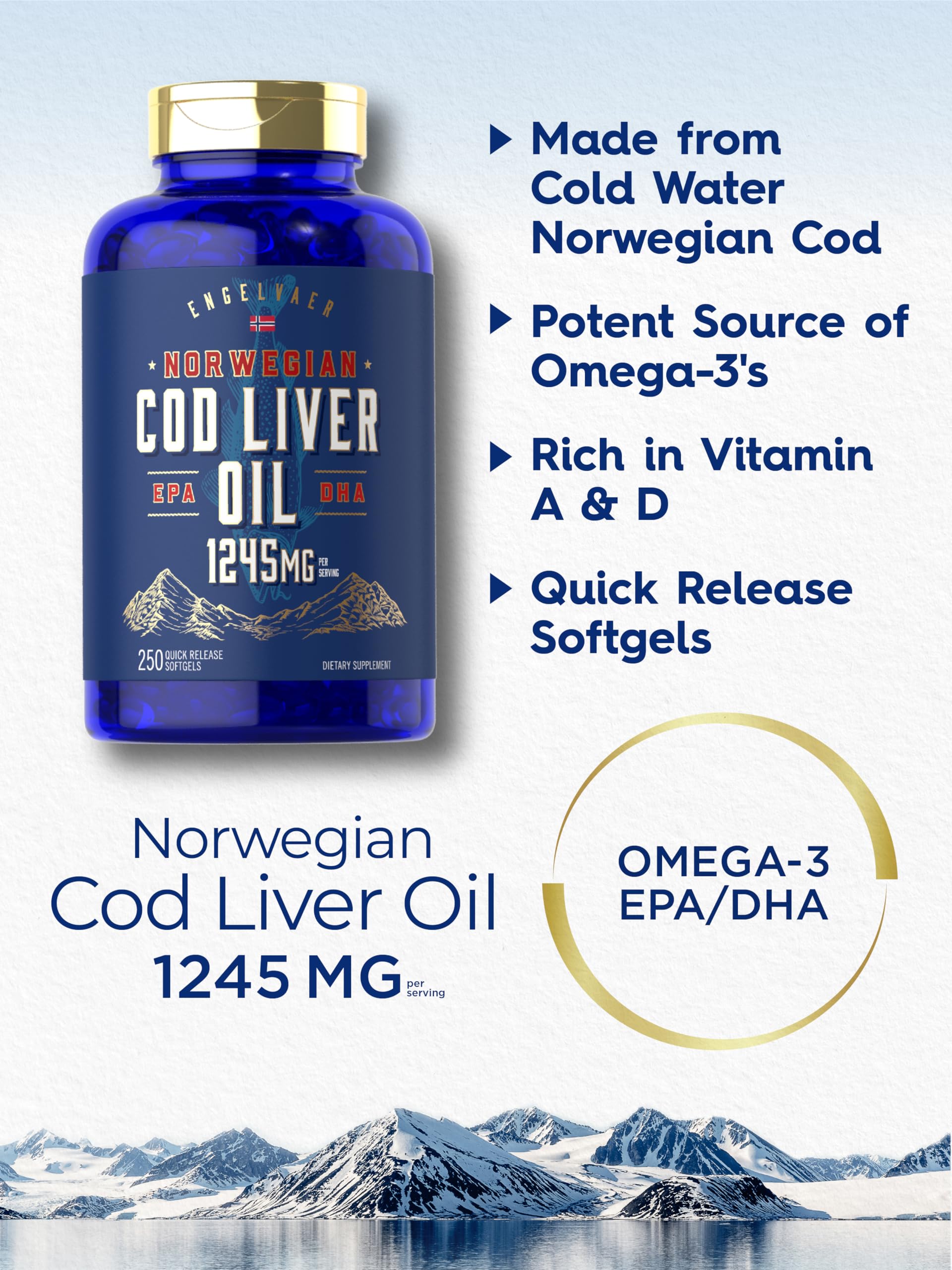 Non GMO gluten free Carlyle cod liver oil softgels packaging