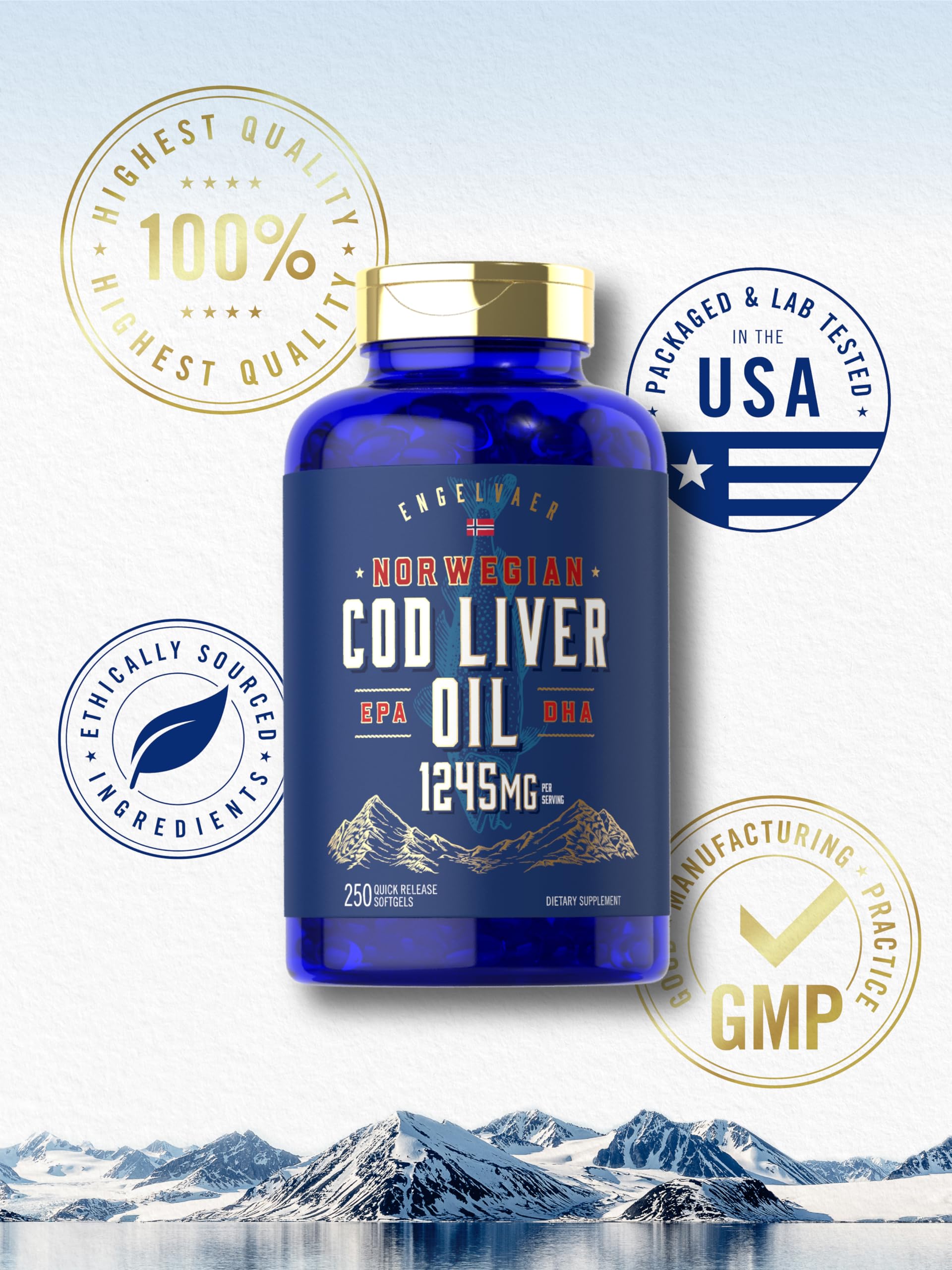Norwegian origin Carlyle cod liver oil softgels