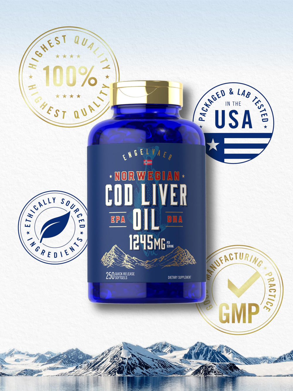 Norwegian origin Carlyle cod liver oil softgels