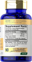 Carlyle CoQ10 200mg softgels pour demonstrates easy daily dosing