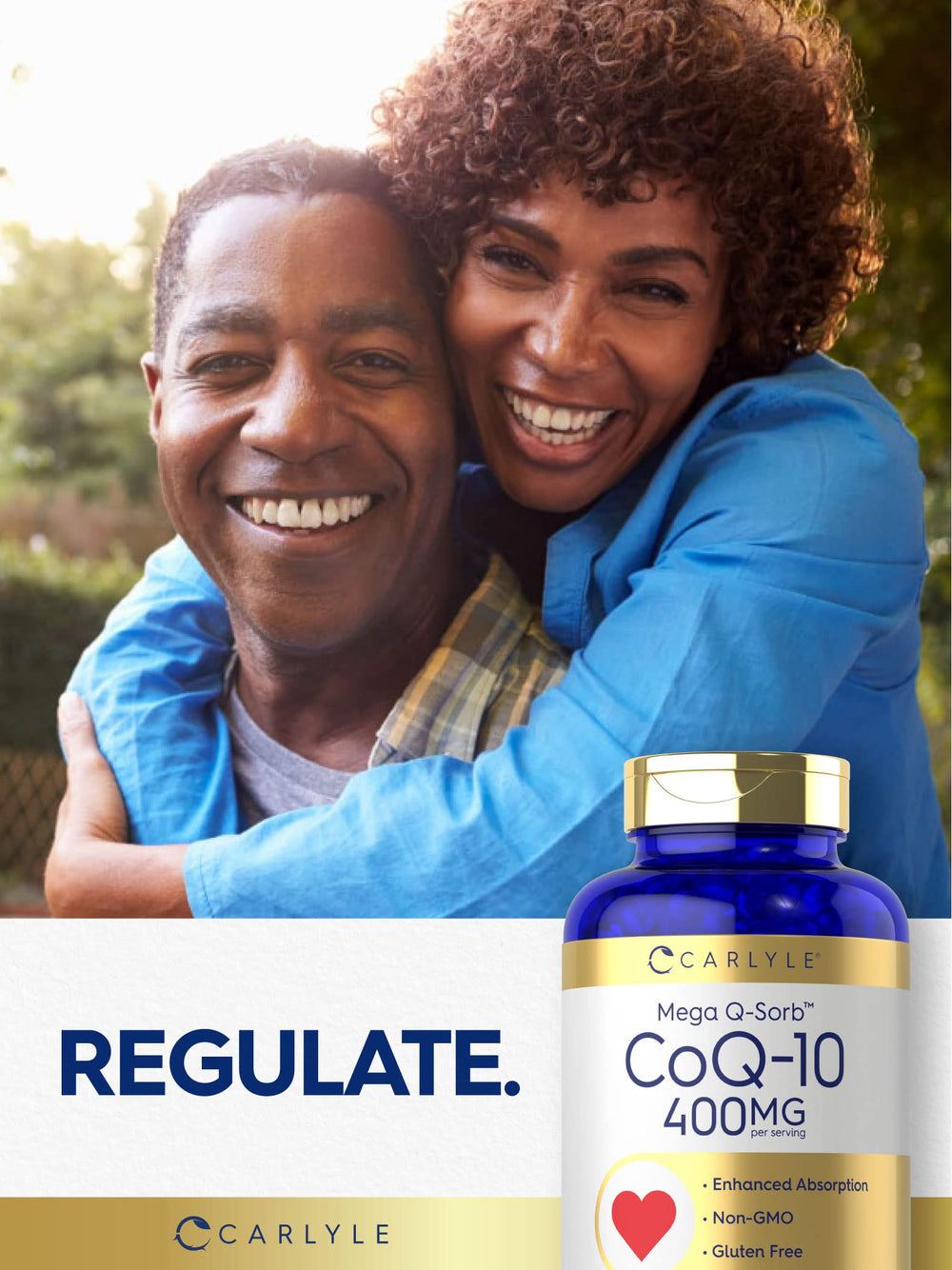 Carlyle CoQ10 400mg ingredients panel notes CoQ10 and Black Pepper Extract.