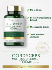 Carlyle Cordyceps box packaging highlights gluten-free and non-GMO features