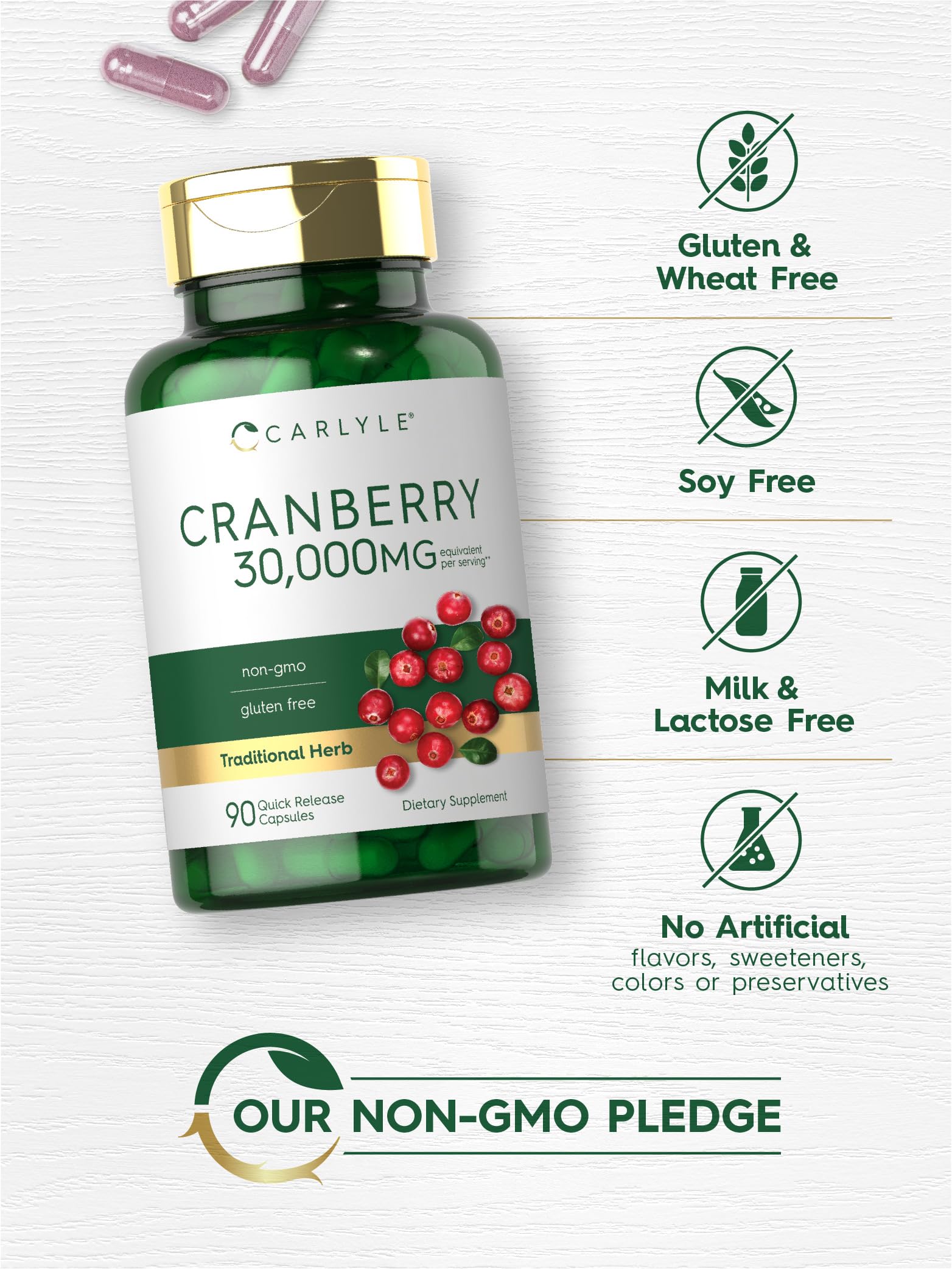 Carlyle Cranberry concentrate ingredients showing natural vitamin C and flavonoids.