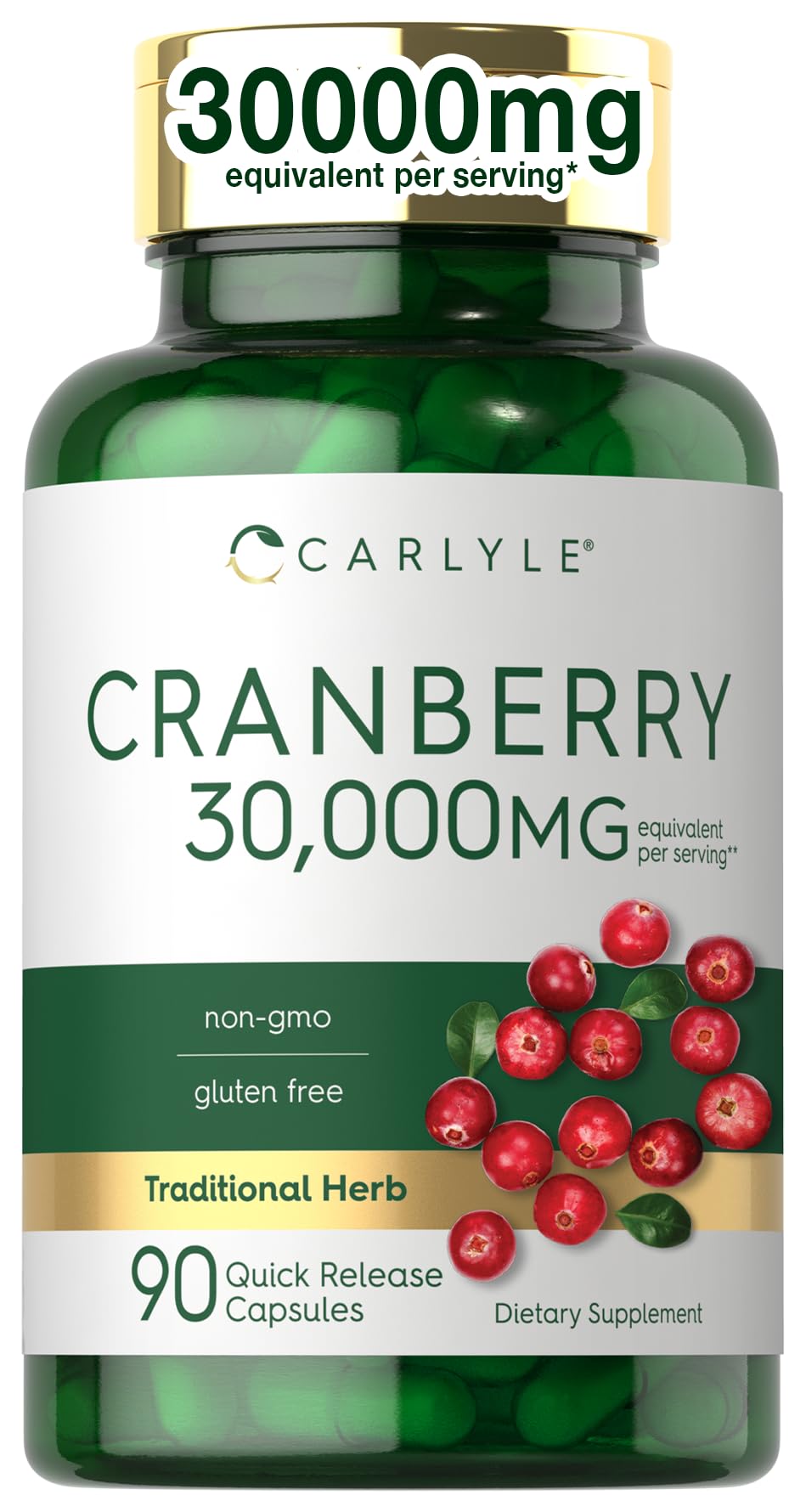 Carlyle Cranberry Supplement bottle shown for daily wellness.
