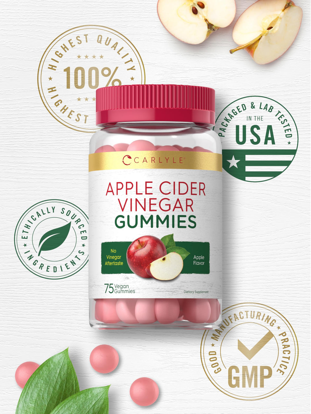 Carlyle daily routine gummies on countertop for easy accessibility.