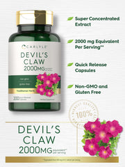 Pouring Carlyle Devils Claw 2000mg capsules, easy daily intake.