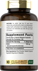 Carlyle DHEA 100mg capsules closeup highlighting quick-release form.