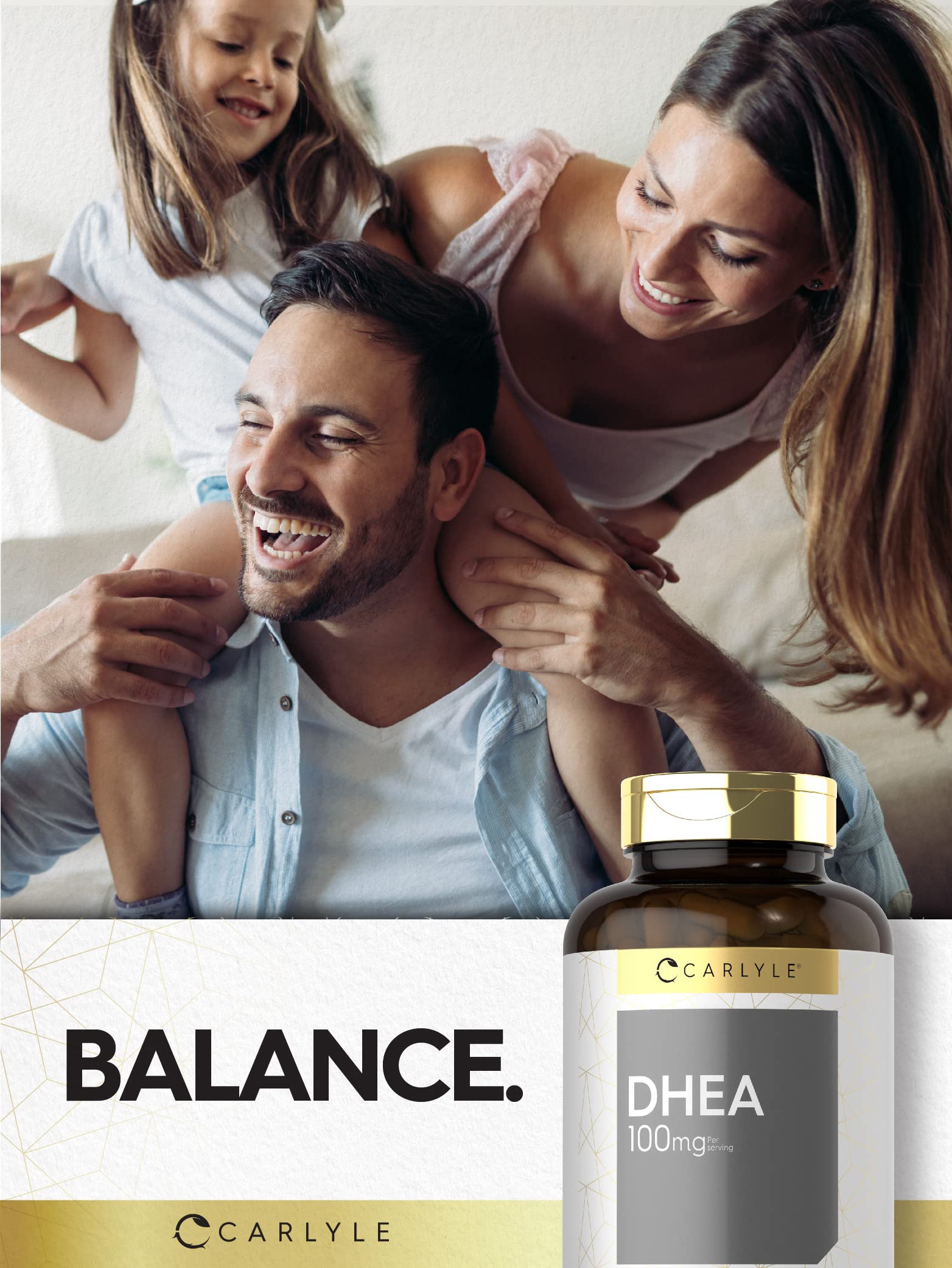 Carlyle DHEA 100mg daily-use scene suggesting easy routine integration.