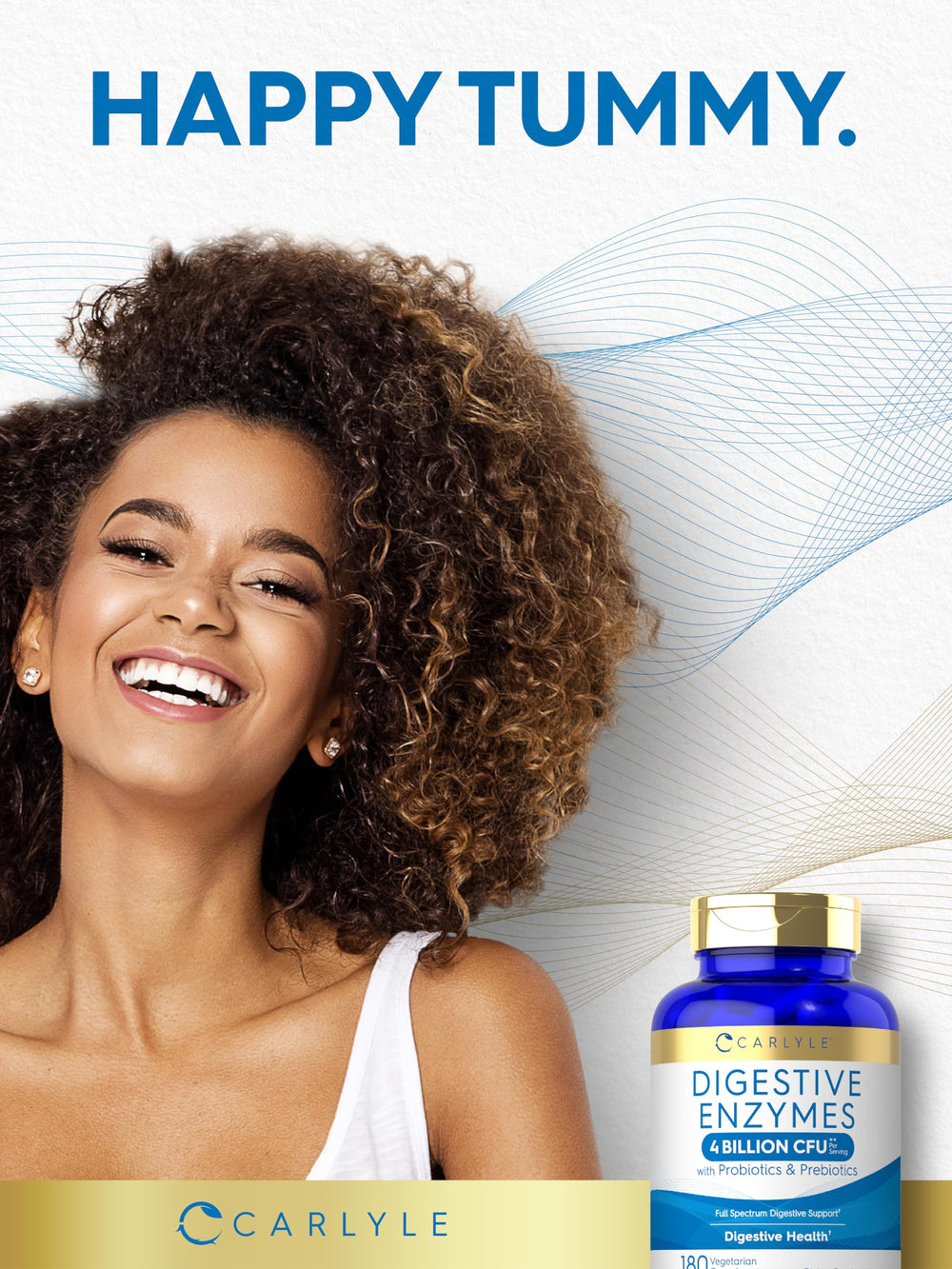 Carlyle Digestive Enzymes capsules shown with food for meal support