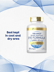 Carlyle Eye Health bottle back label shows gluten-free and non-GMO