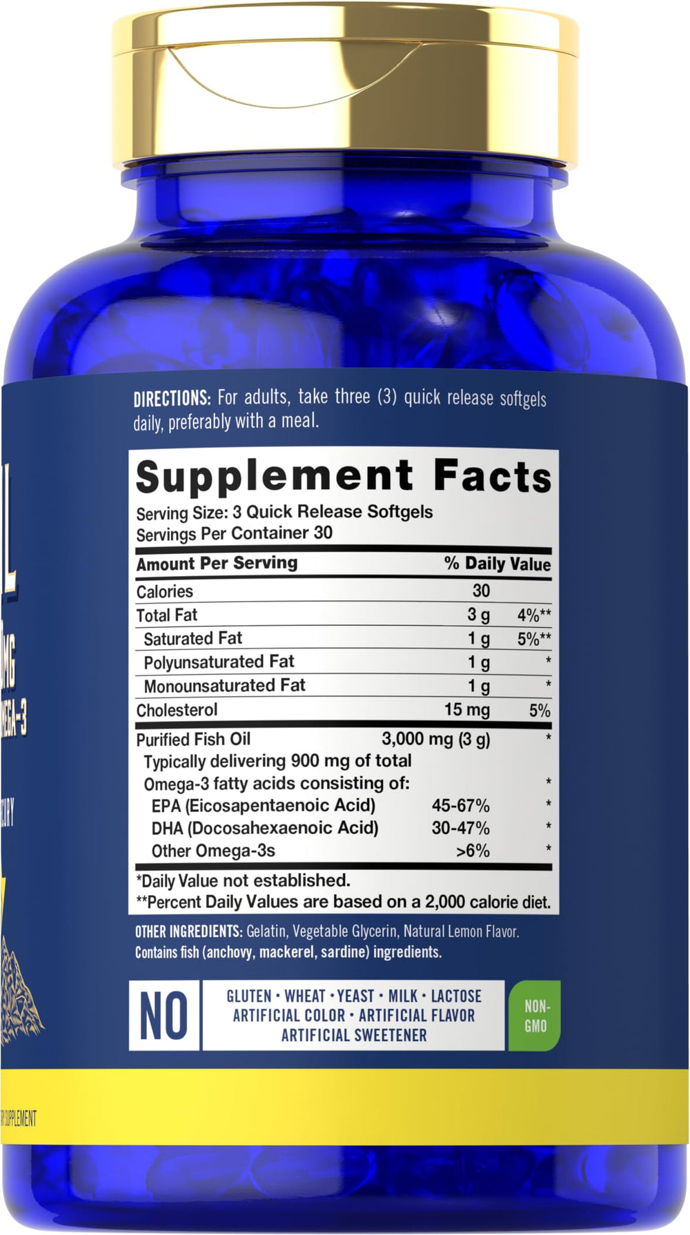 Carlyle 3000mg bottle lemon label highlighting natural lemon flavor