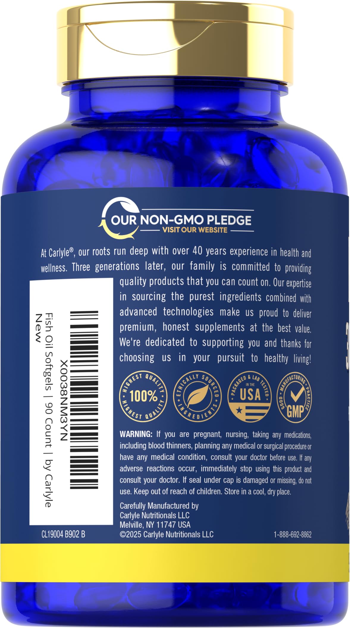 Carlyle Fish Oil softgels close-up showing capsule form