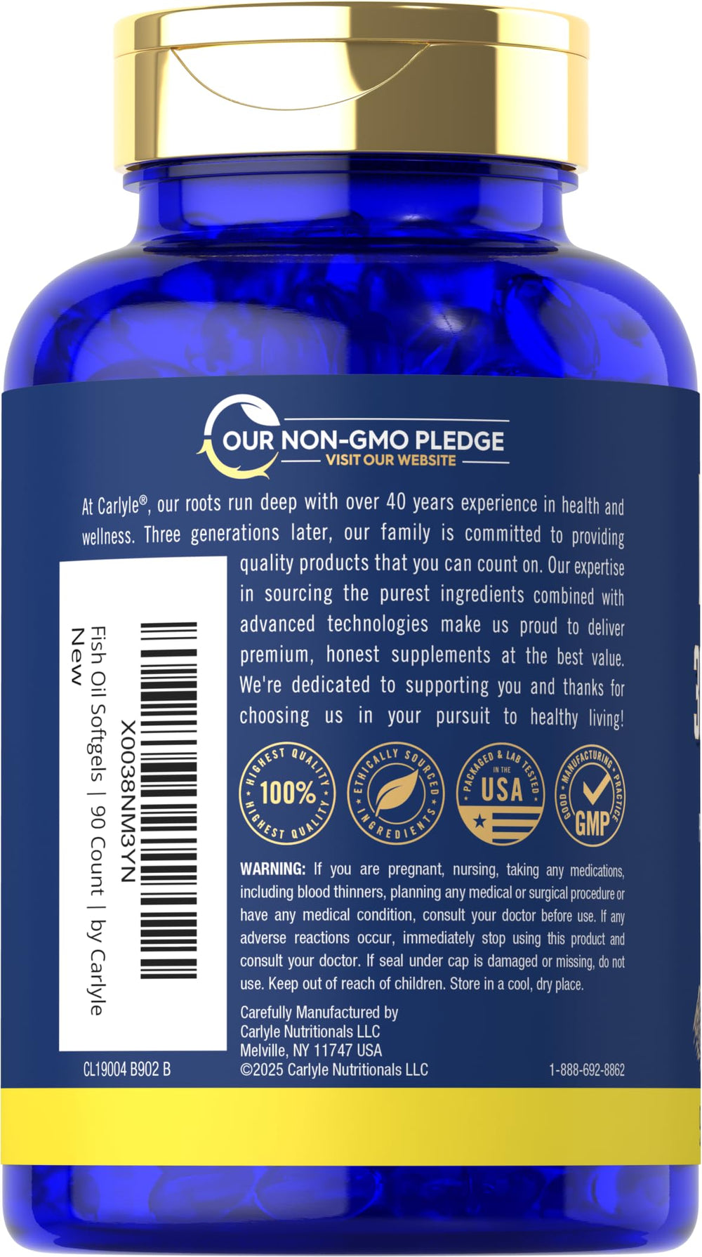 Carlyle Fish Oil softgels close-up showing capsule form