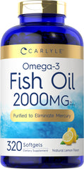Carlyle Fish Oil bottle front view highlighting a high-potency omega-3 formula for daily use.