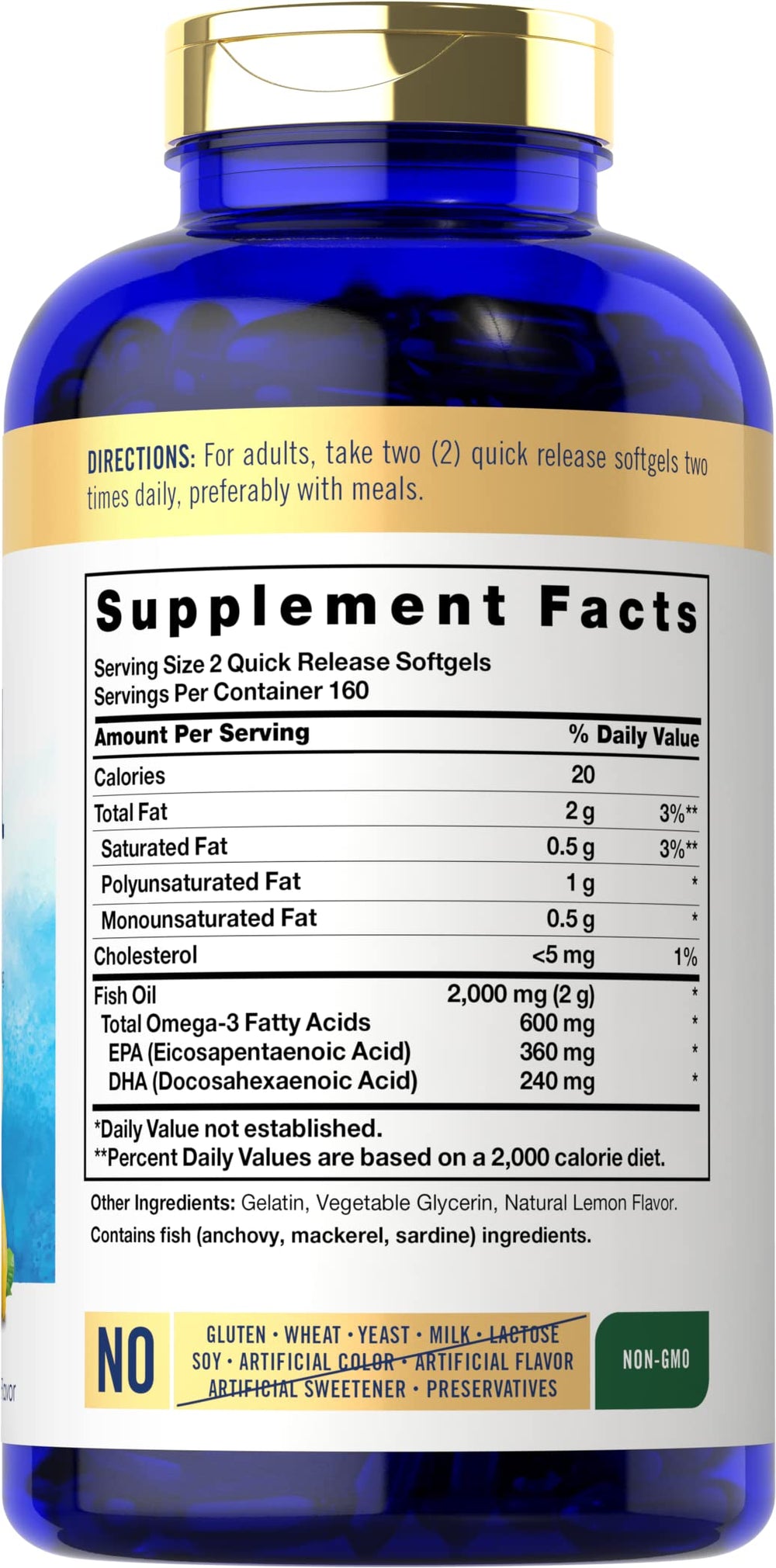 Carlyle Fish Oil softgels close-up showing purified, quick-release capsules for easy dosing.