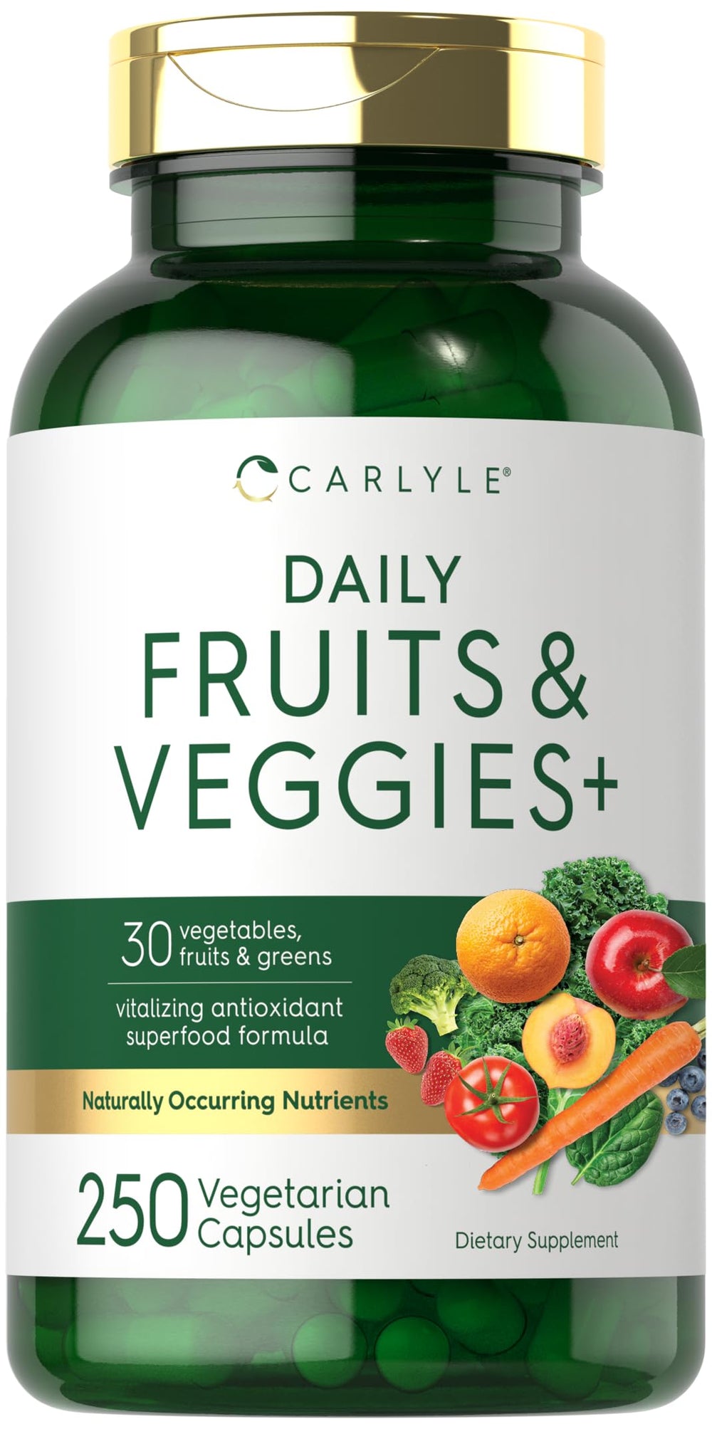 Carlyle Fruits and Veggies bottle front for daily nutrition routine