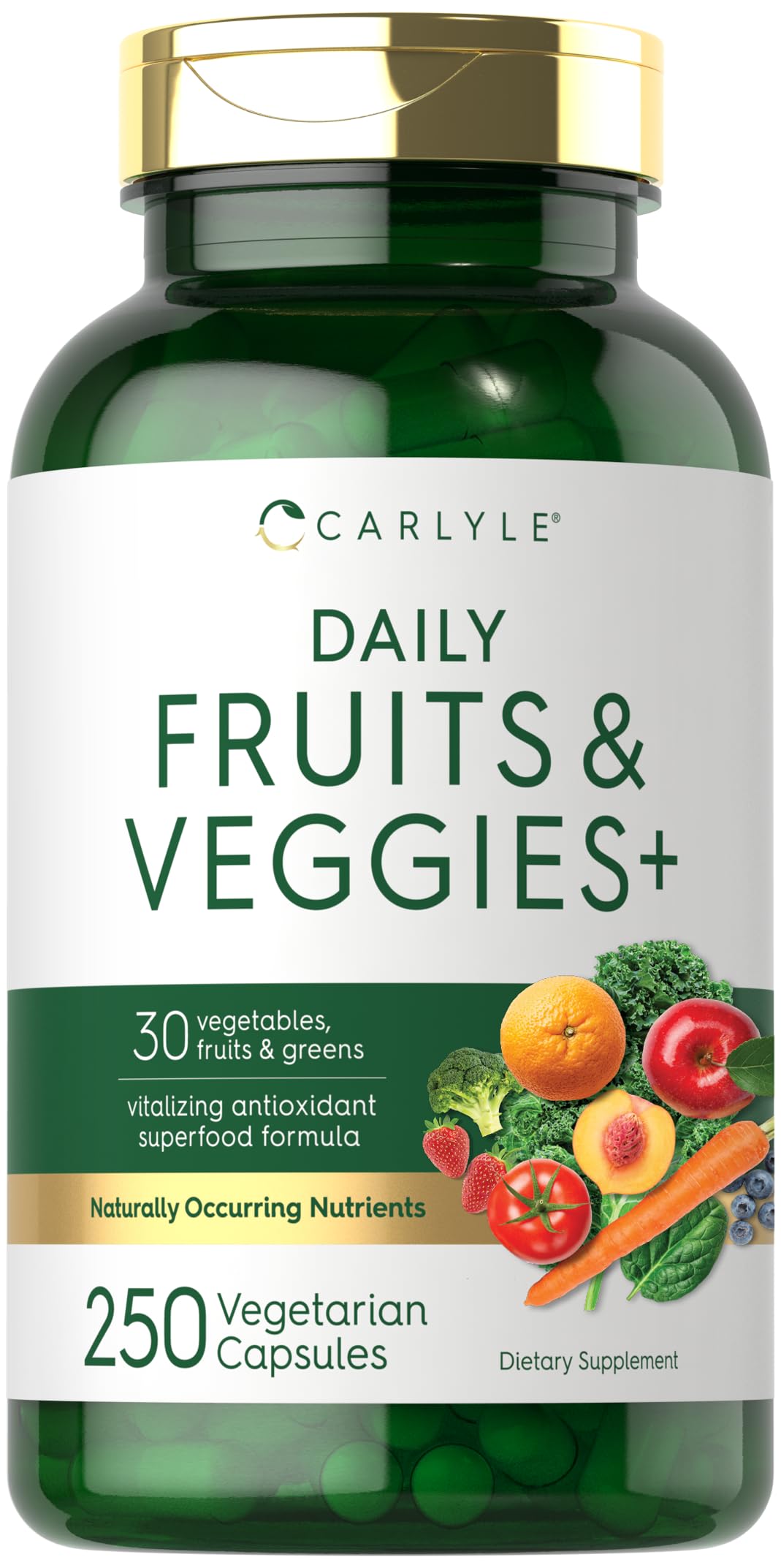 Carlyle Fruits and Veggies bottle front for daily nutrition routine