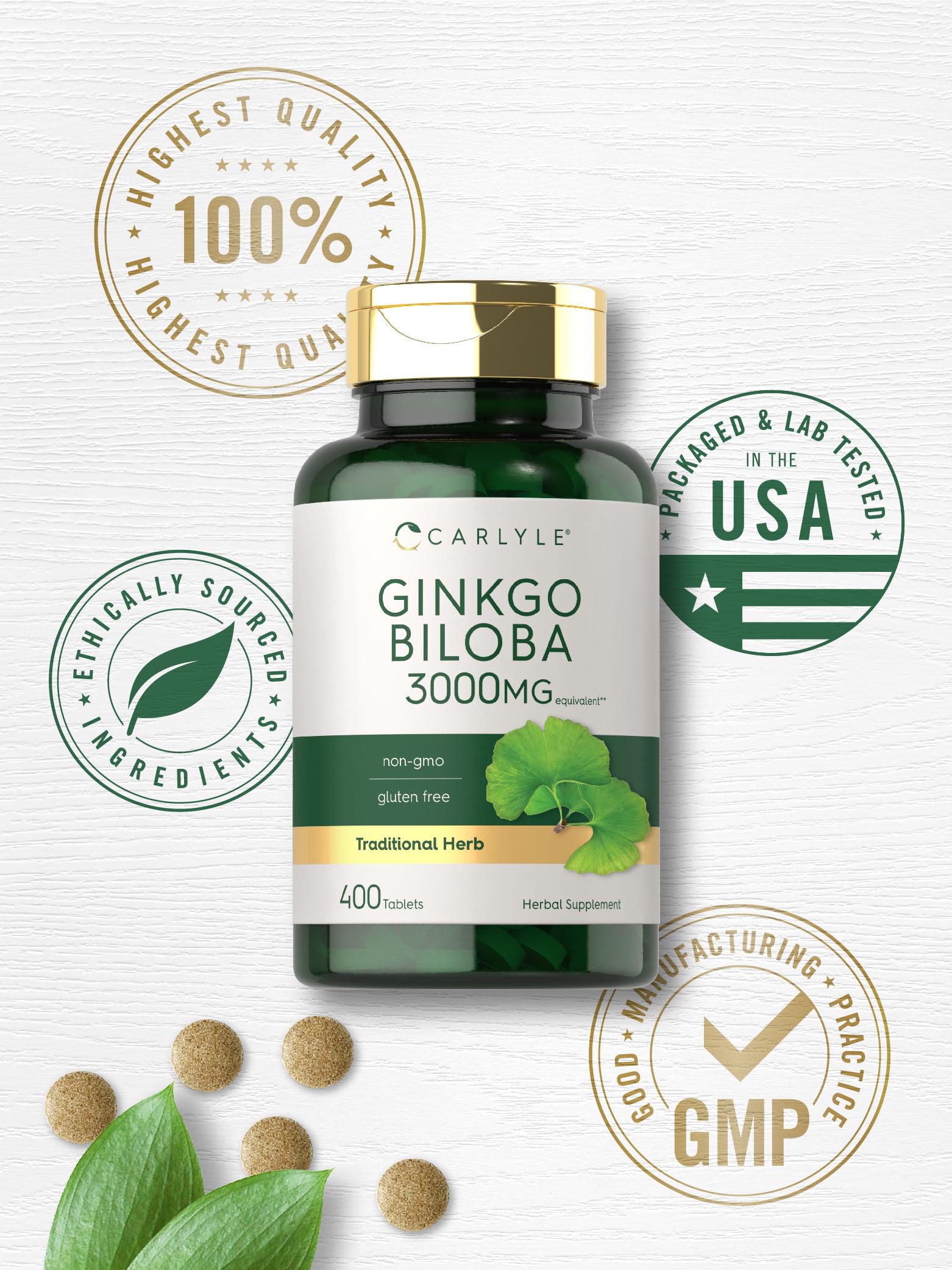 Gluten-free symbol on Carlyle Ginkgo packaging