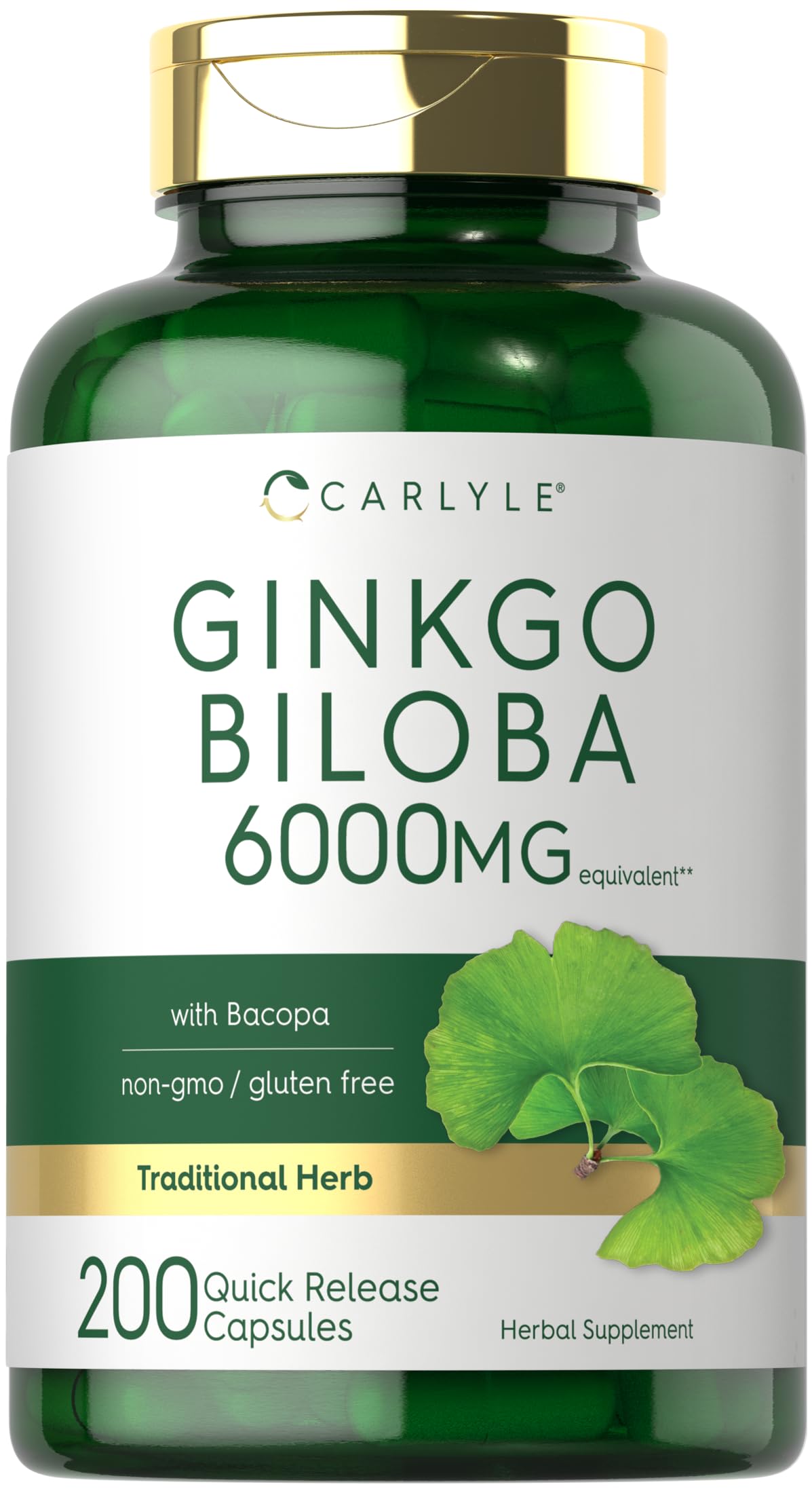 Carlyle Ginkgo Biloba bottle front view promotes daily wellness routine