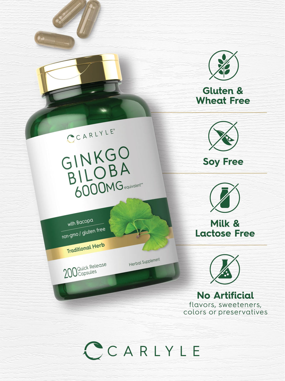 Carlyle Ginkgo Biloba packaging side view highlights product packaging