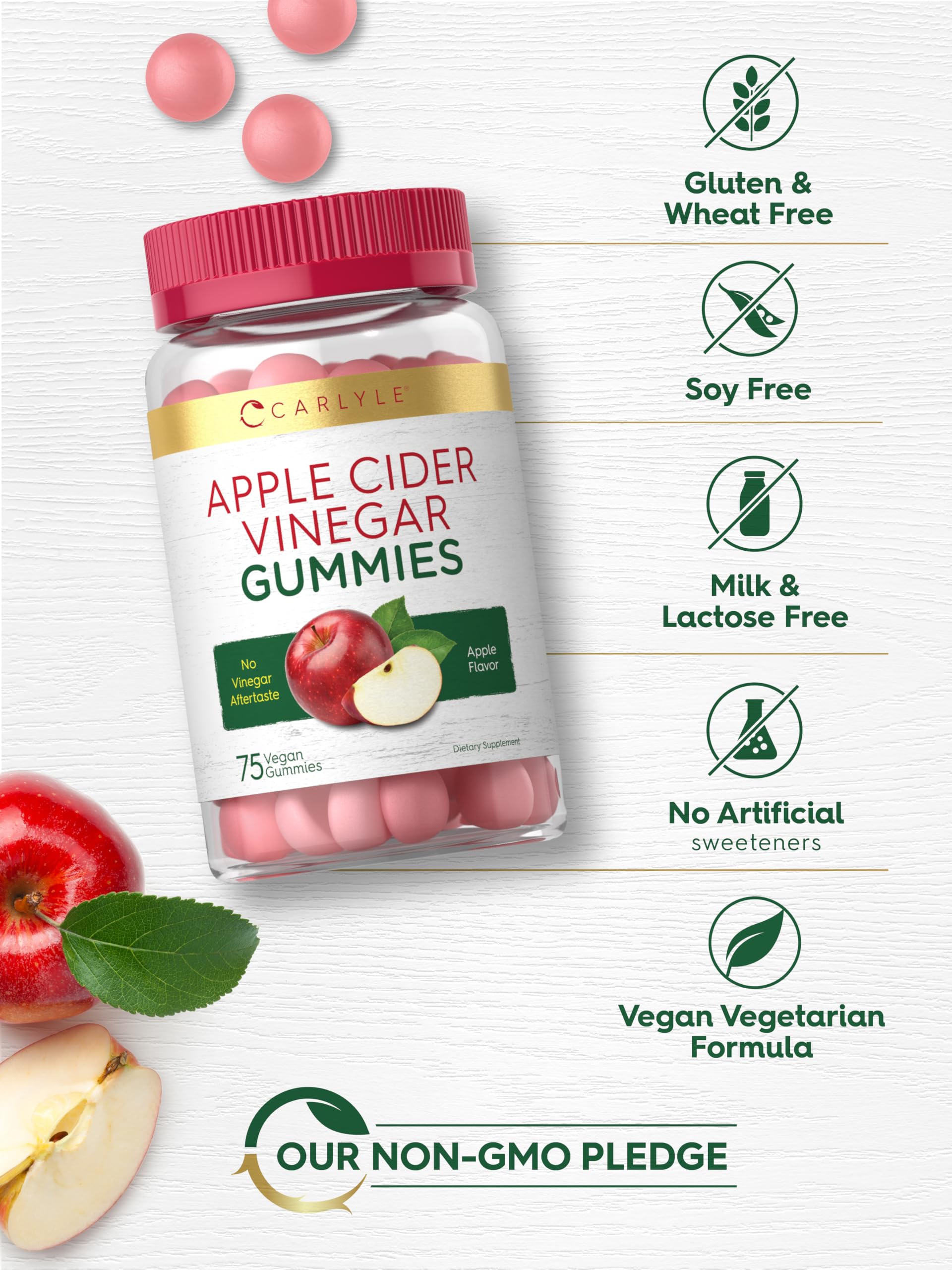 Carlyle gluten-free and non-GMO badge signals allergen-friendly choice.