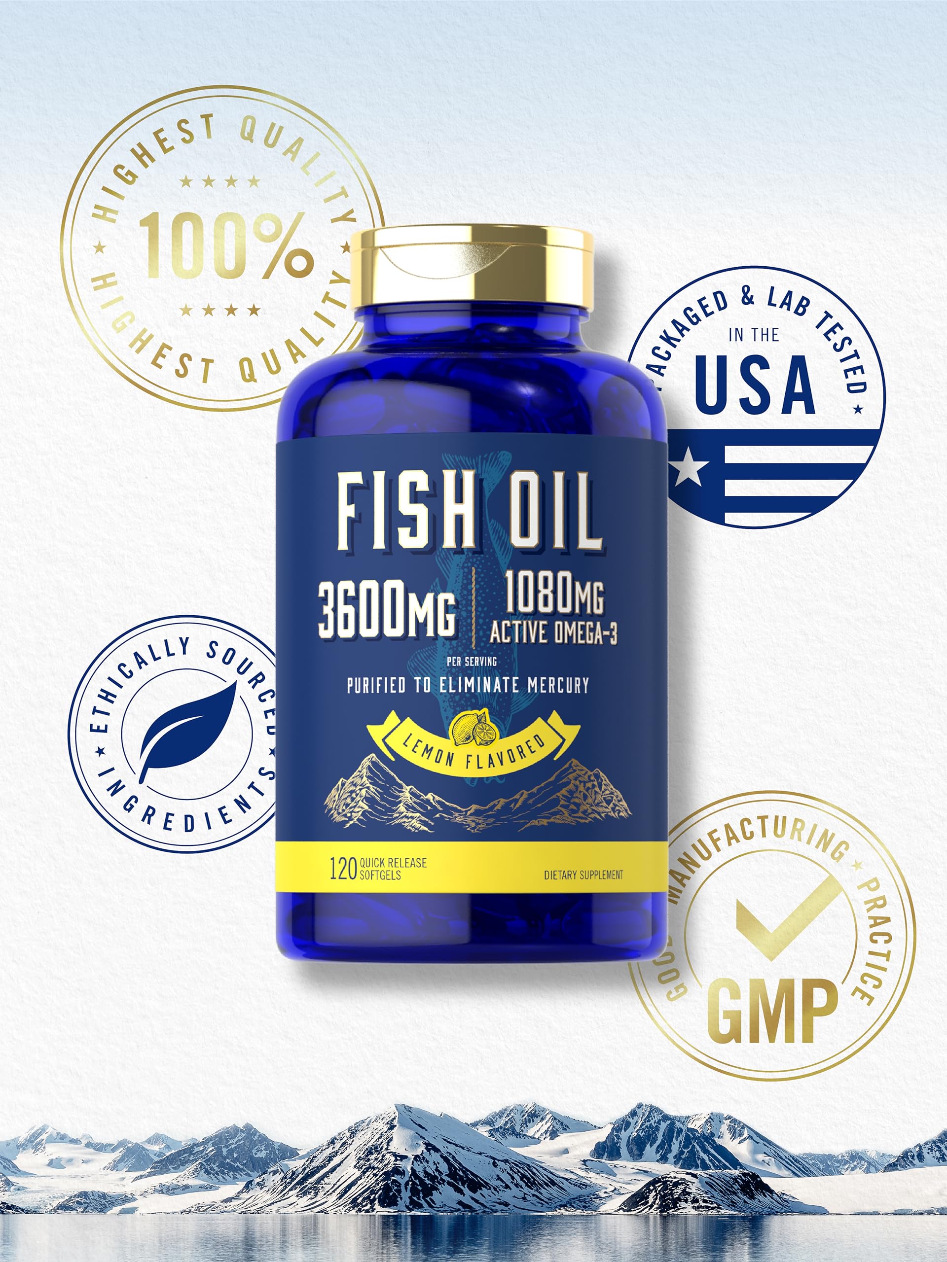 Carlyle bottle features a gluten-free, non-GMO badge.