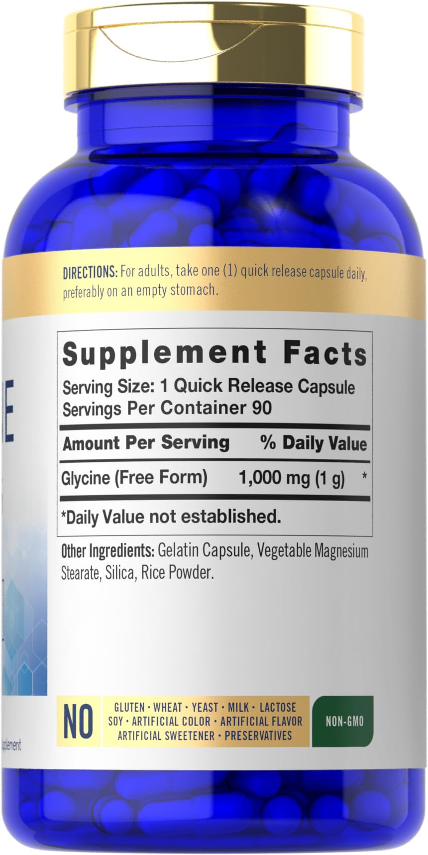 Carlyle Glycine 1000mg bottle front showing premium quality