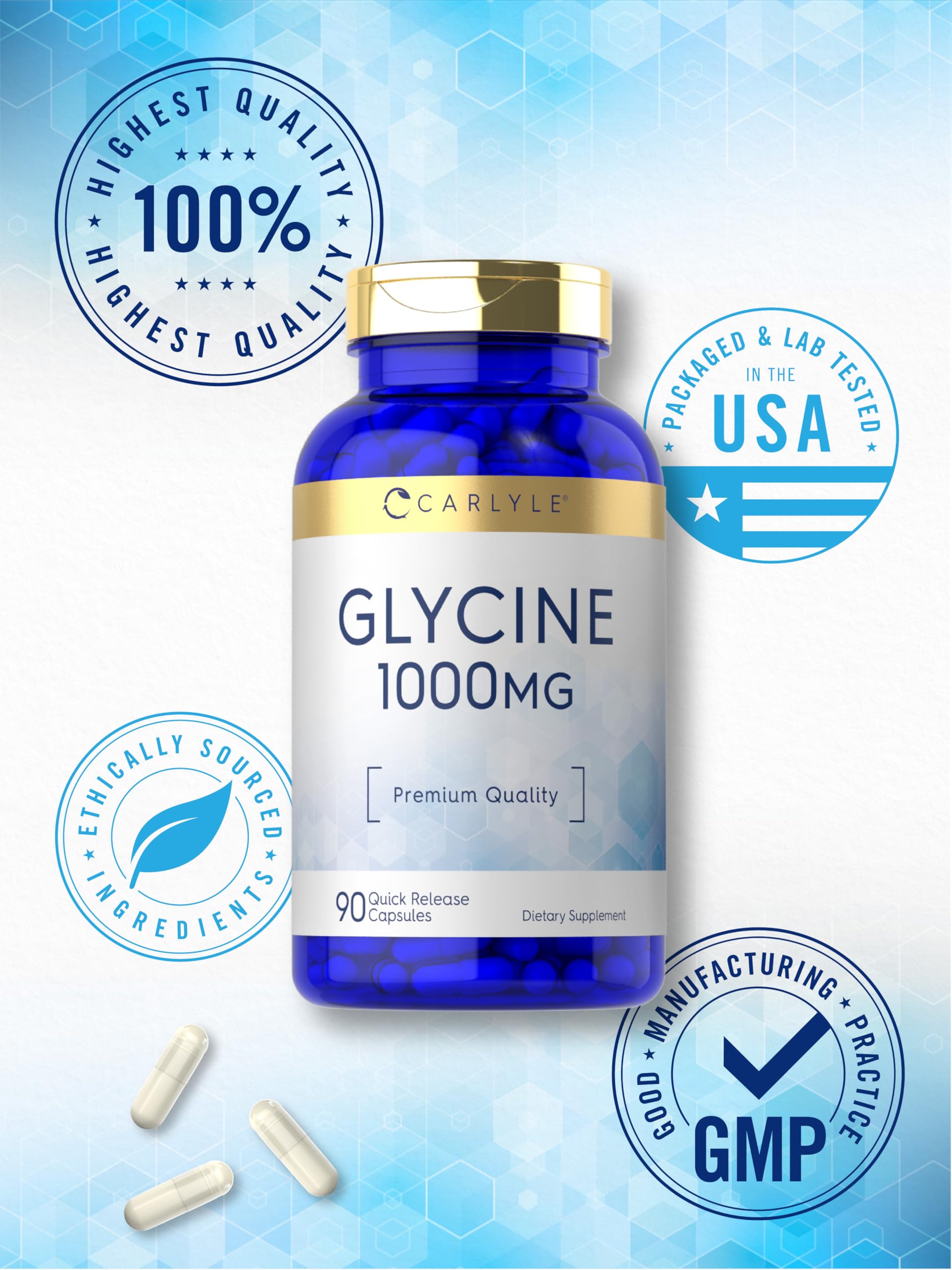 Carlyle Glycine 1000mg nutrition facts label for informed choices