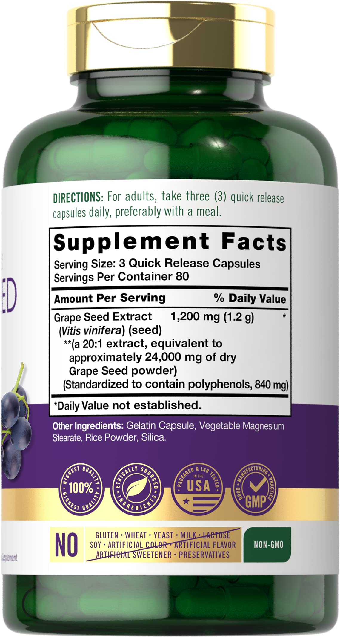 Carlyle Grape Seed Extract capsules for convenient daily use.