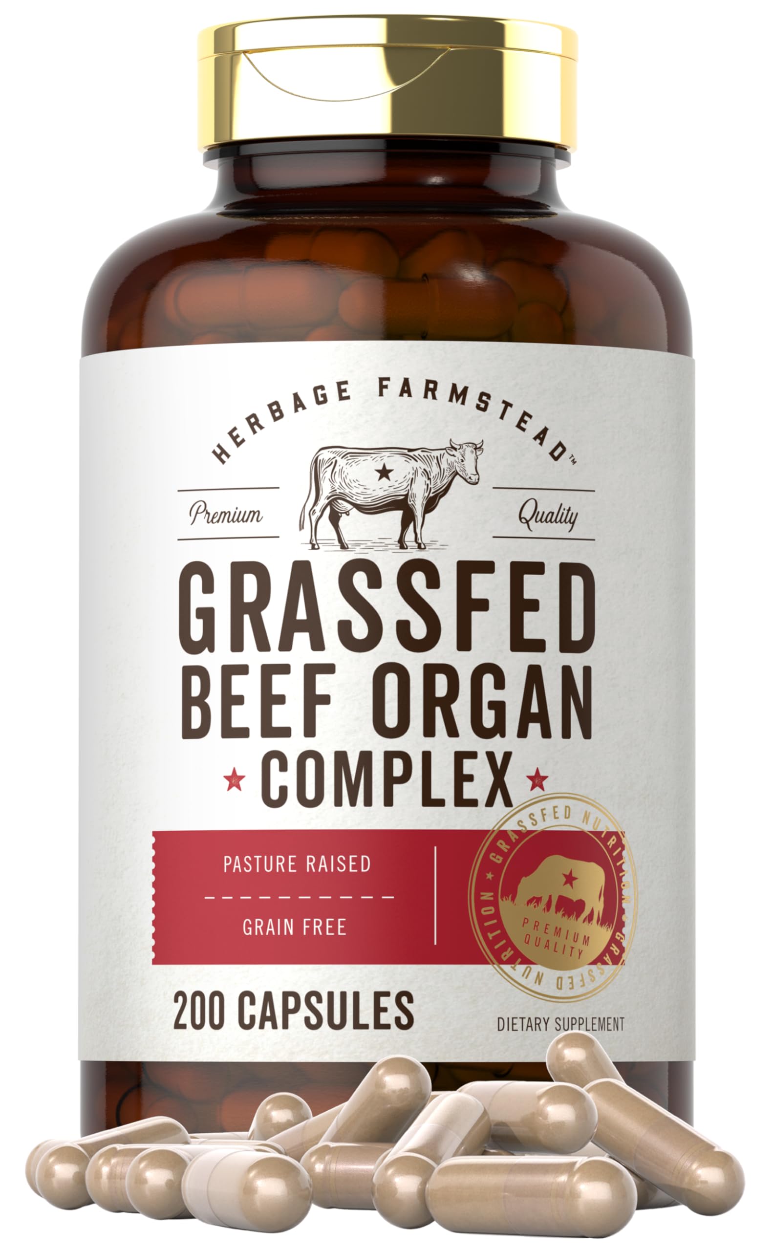 Carlyle Grass Fed Beef Organ Complex bottle cap close-up for convenient daily use.