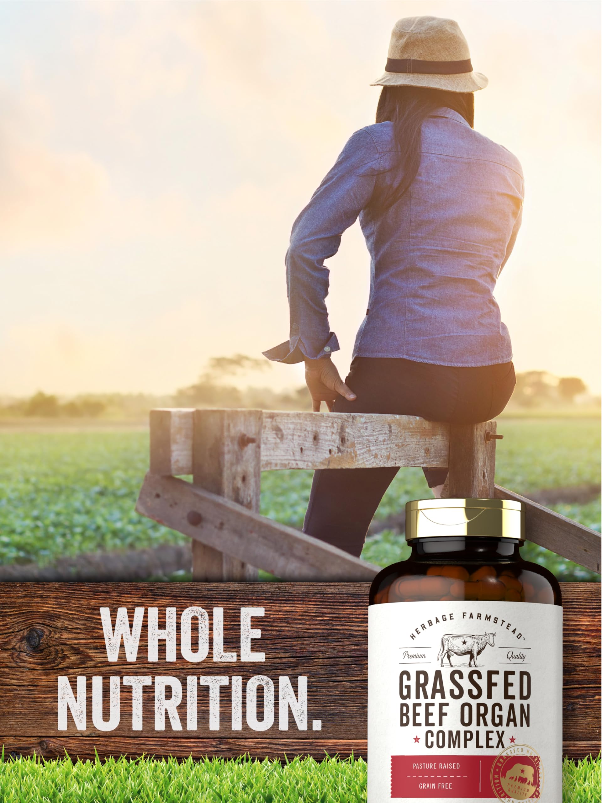 Carlyle Grass Fed Beef Organ Complex label and ingredients for transparency and non-GMO info.