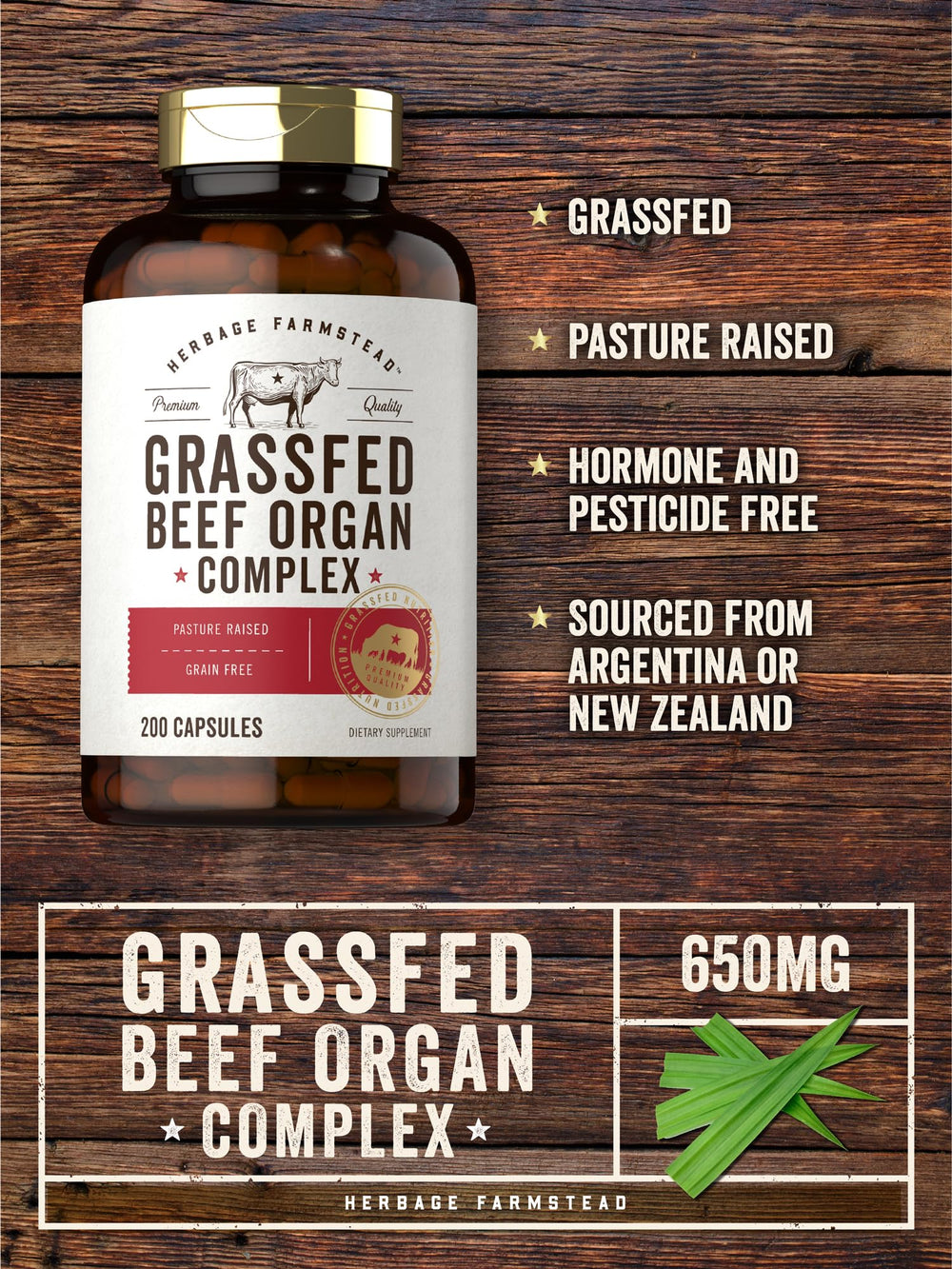 Carlyle Grass Fed Beef Organ Complex desiccated pancreas display for diverse organ blend.