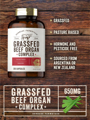 Carlyle Grass Fed Beef Organ Complex desiccated pancreas display for diverse organ blend.