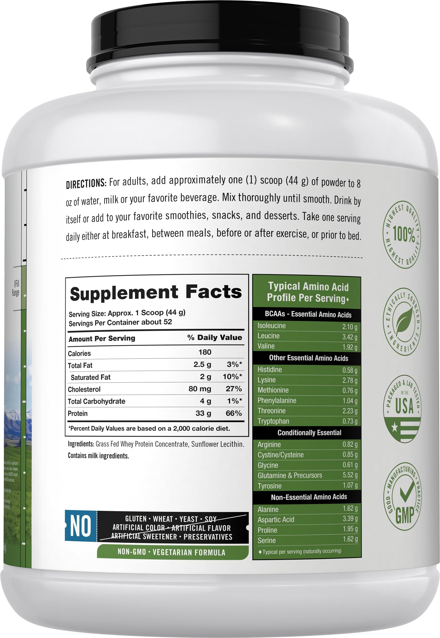 Carlyle grass-fed whey protein scoop showing portion control for protein intake