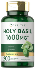 Carlyle Holy Basil capsules bottle highlights 1600 mg potency for daily support