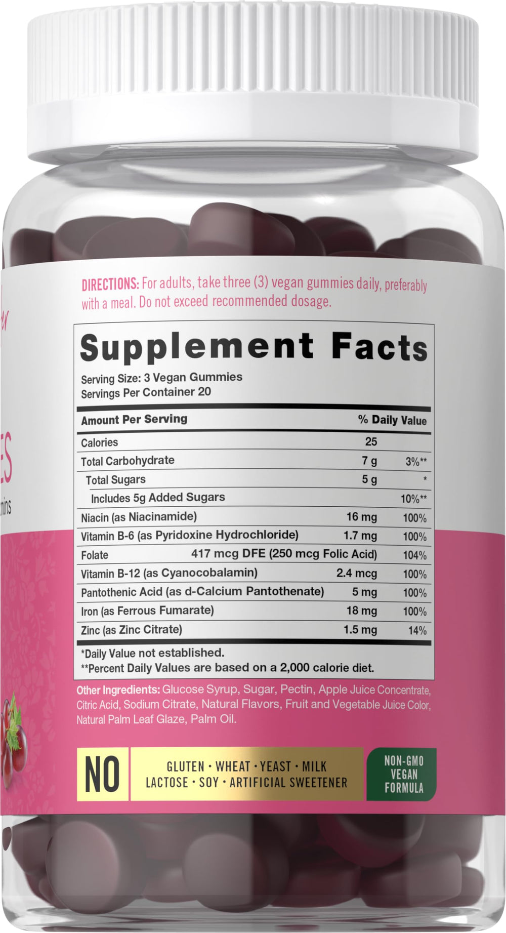 Carlyle Iron Gummies for Women bottle grape flavor in view.