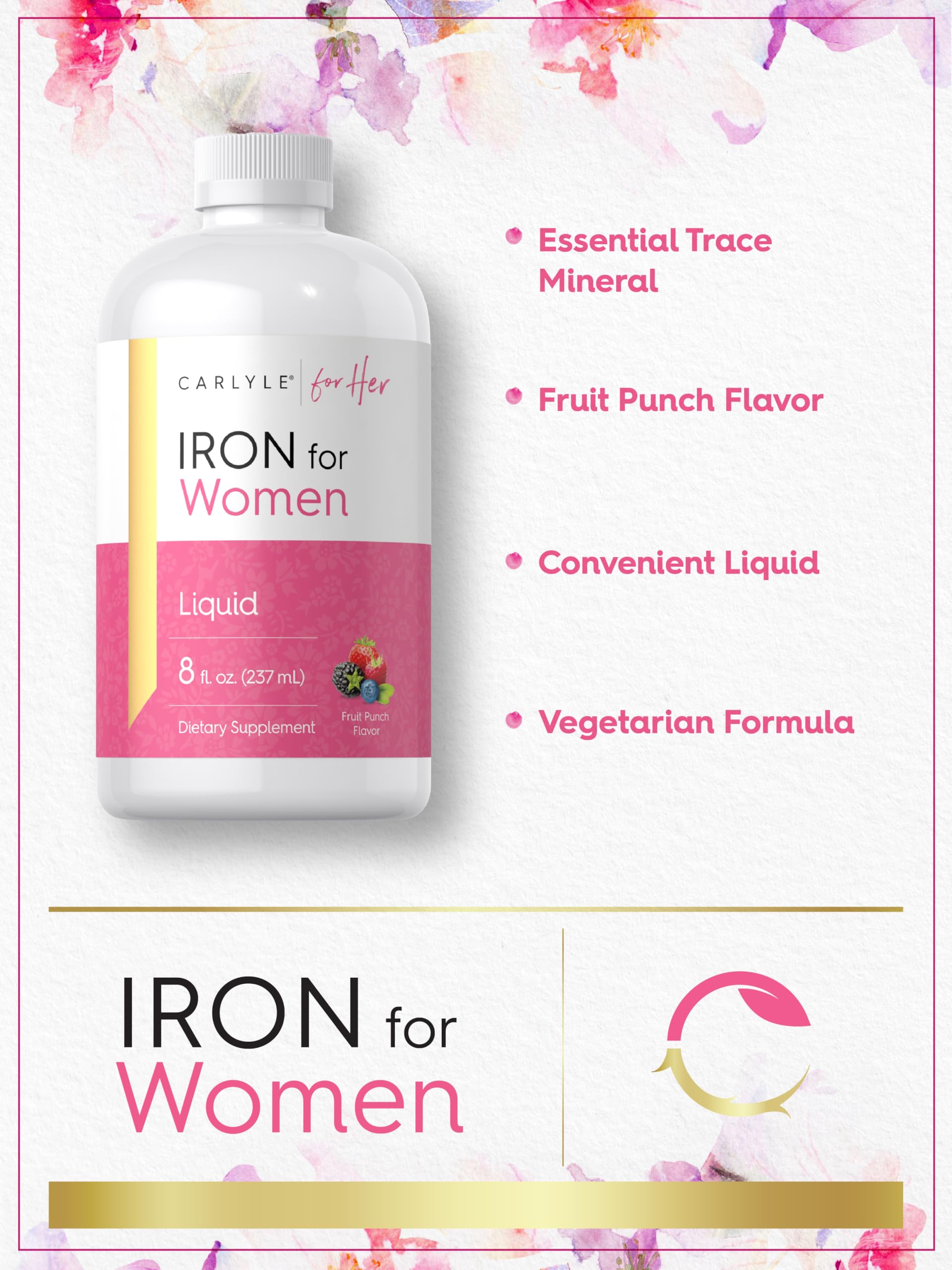 Carlyle iron nutrition label shows 18 mg per serving.