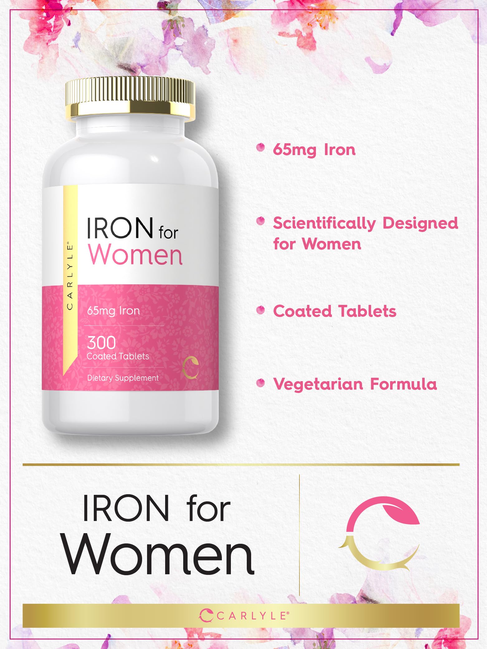 Carlyle Iron label with ingredients and allergen-free claim