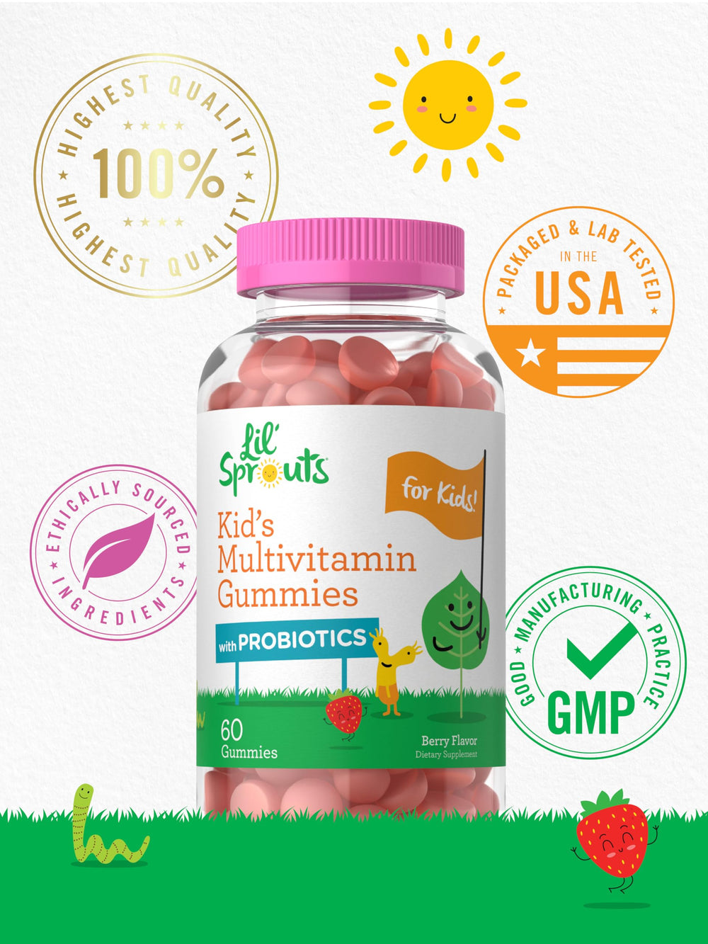Carlyle Kids Multivitamin Gummies nutrition facts panel visible for reference.