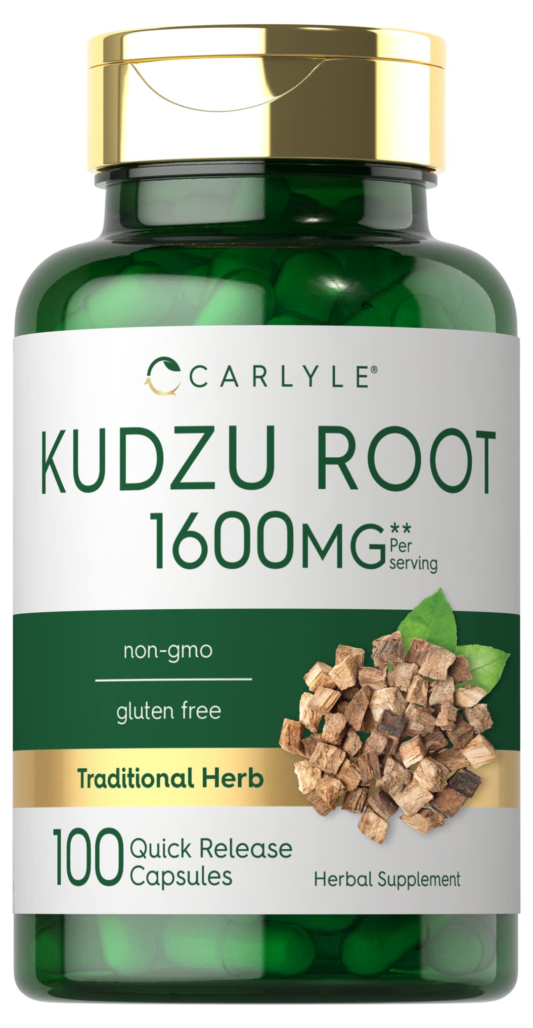 Carlyle Kudzu Root bottle closeup showing quality for daily wellness.