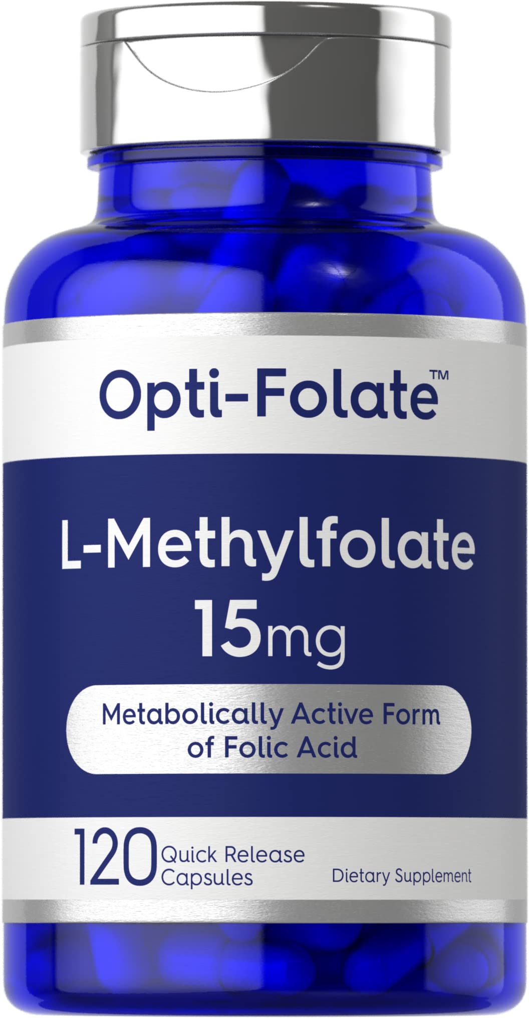 Carlyle L-Methylfolate bottle front highlighting high-potency folate in value-size bottle