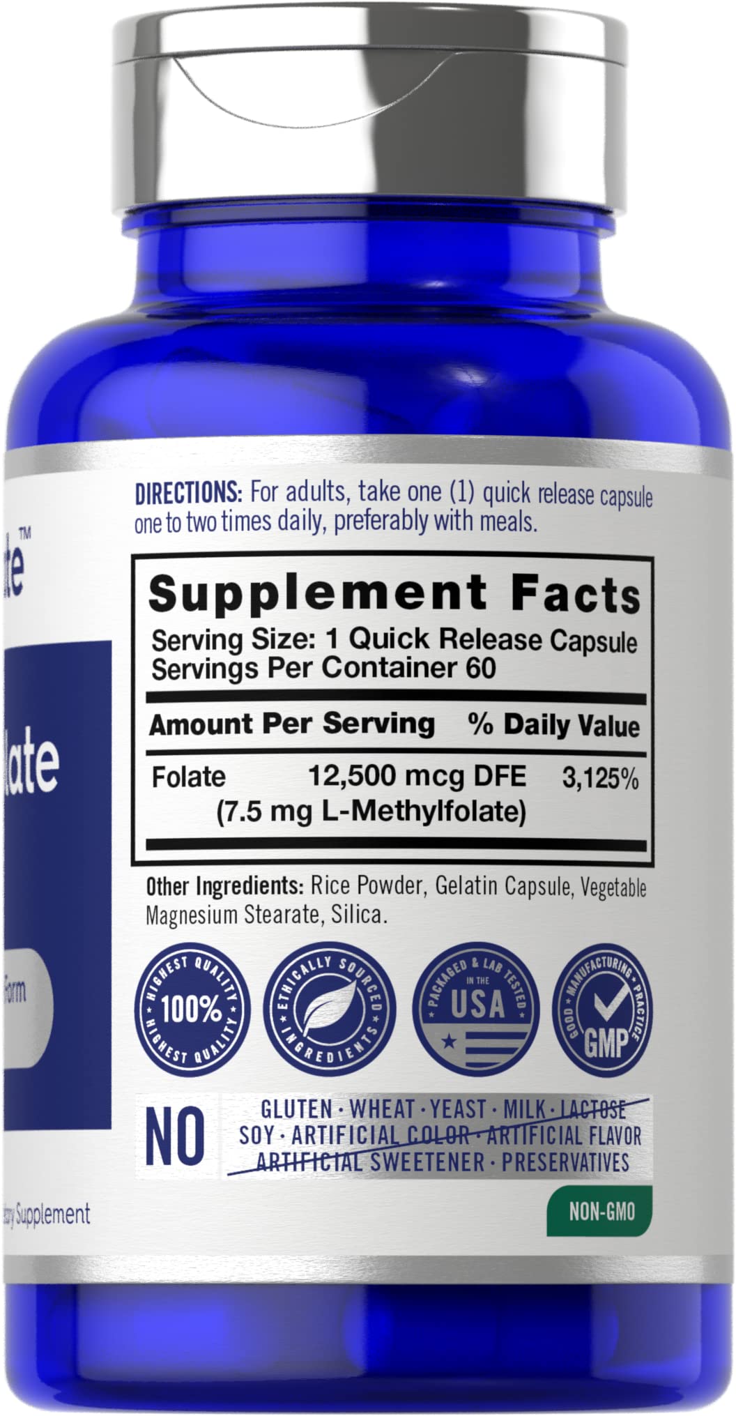 Carlyle L-Methylfolate capsules closeup highlights the quick-release capsule design.