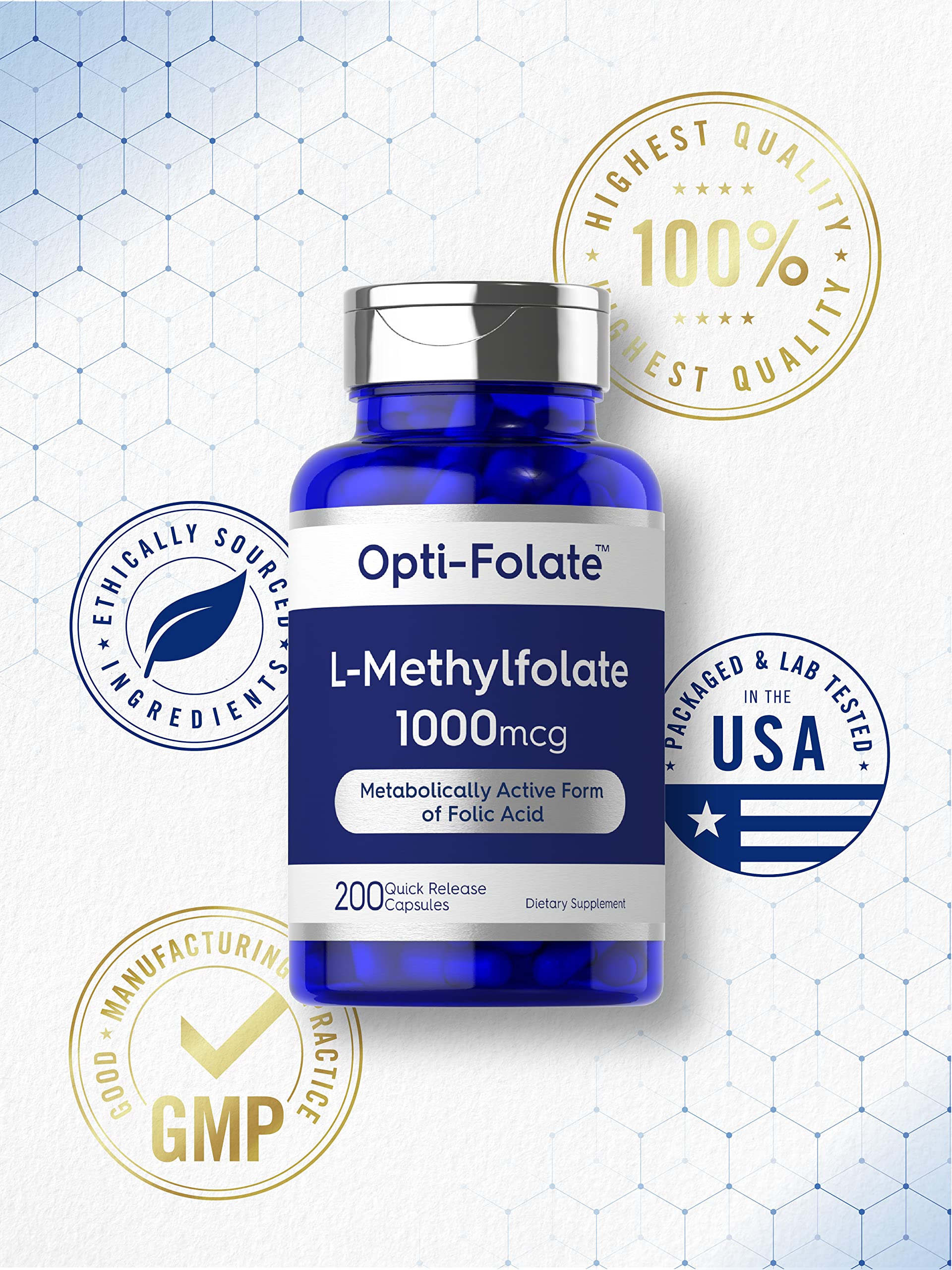 Carlyle L-Methylfolate gluten-free badge on label