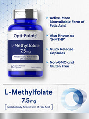Carlyle L-Methylfolate label detail shows 7.5 mg per capsule