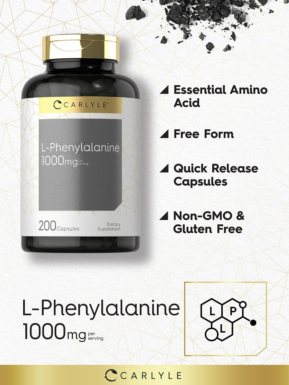 Carlyle L-Phenylalanine label—clear ingredient and non-GMO claim