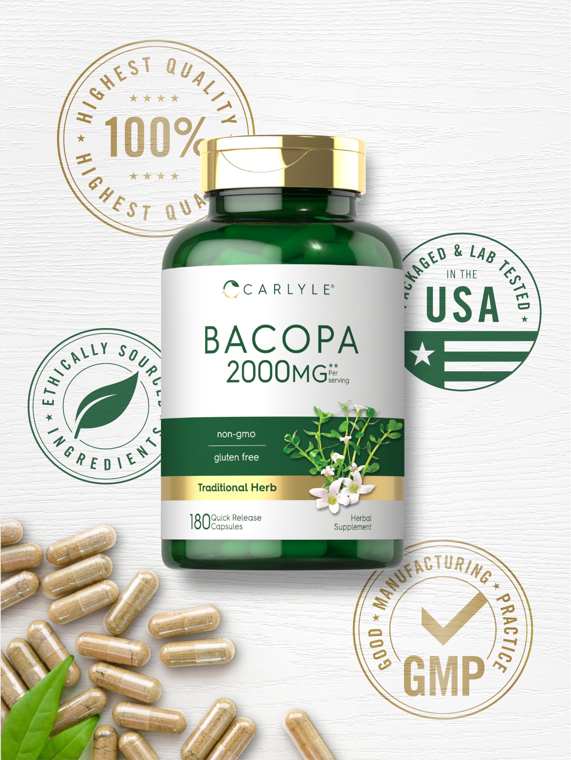 Carlyle Bacopa ingredients lab-tested for trusted quality.