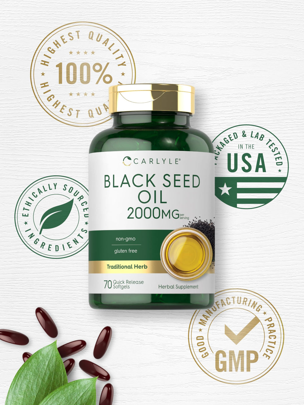 Carlyle lab-tested ingredients badge signaling trusted quality.