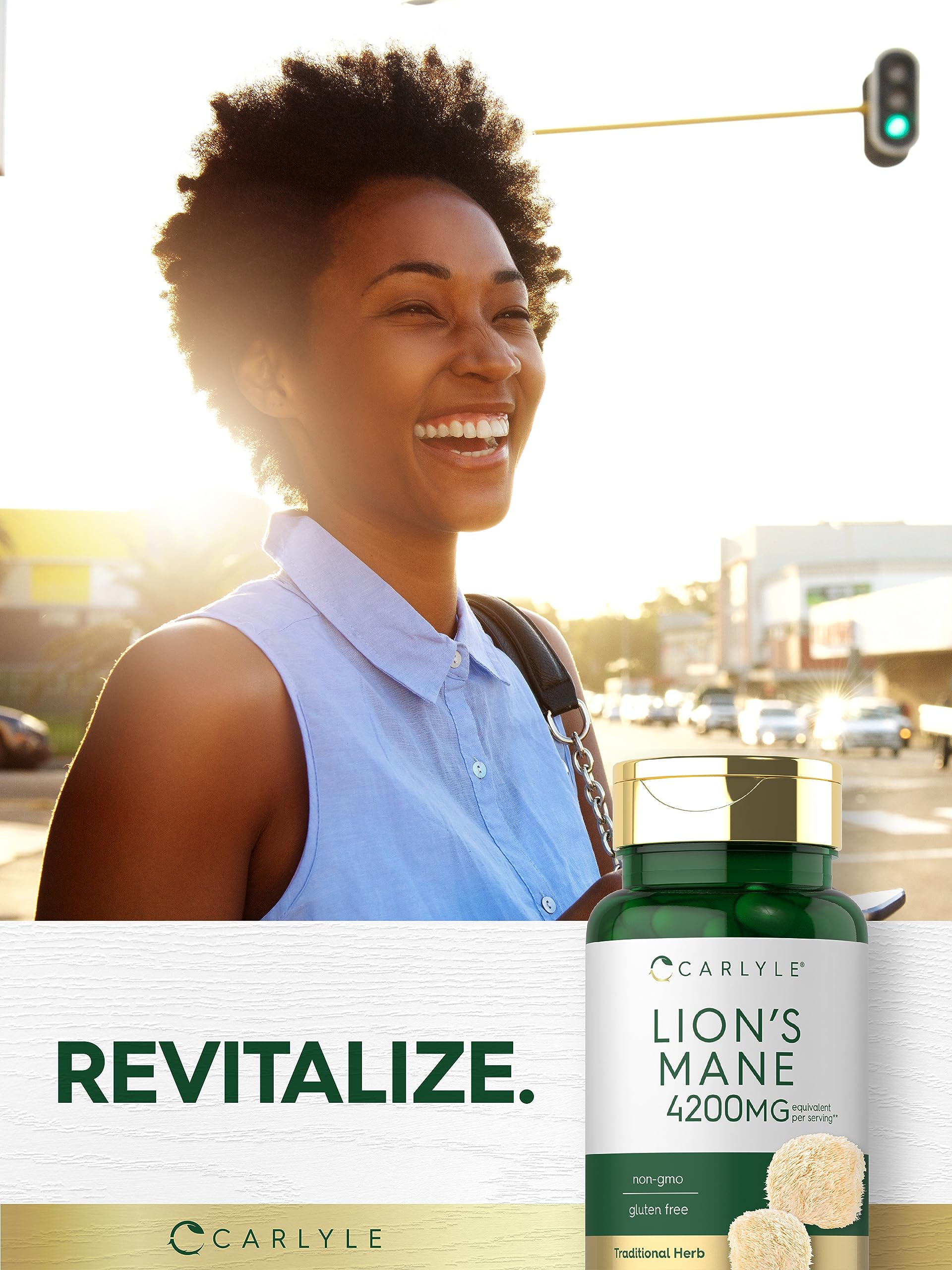 Carlyle Lions Mane capsules in a morning routine setup for focus.